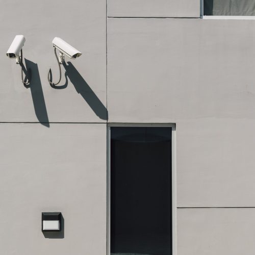 CCTV camera in front of building